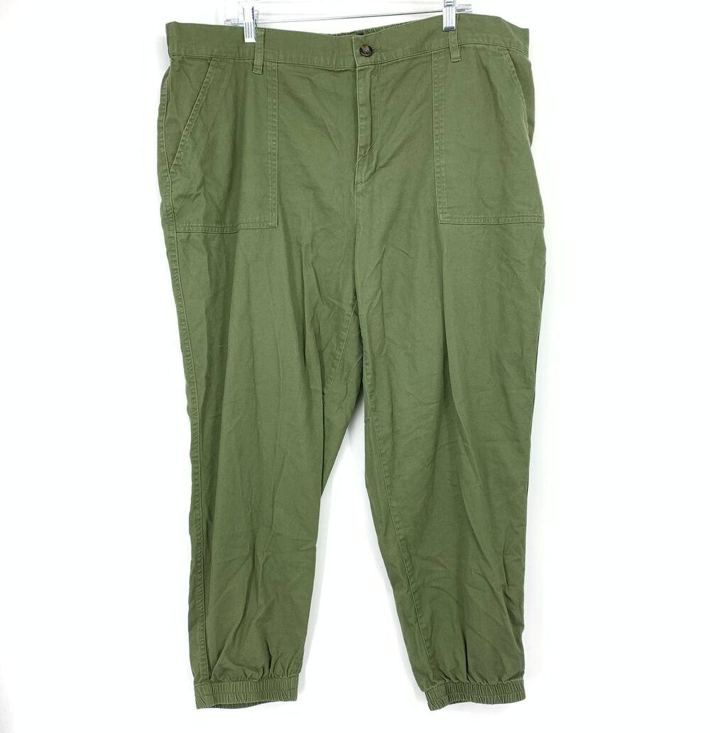 GAP Casual Jogger Pants Womens Sz XXL Green Elastic Back Waistband Cotton Blend